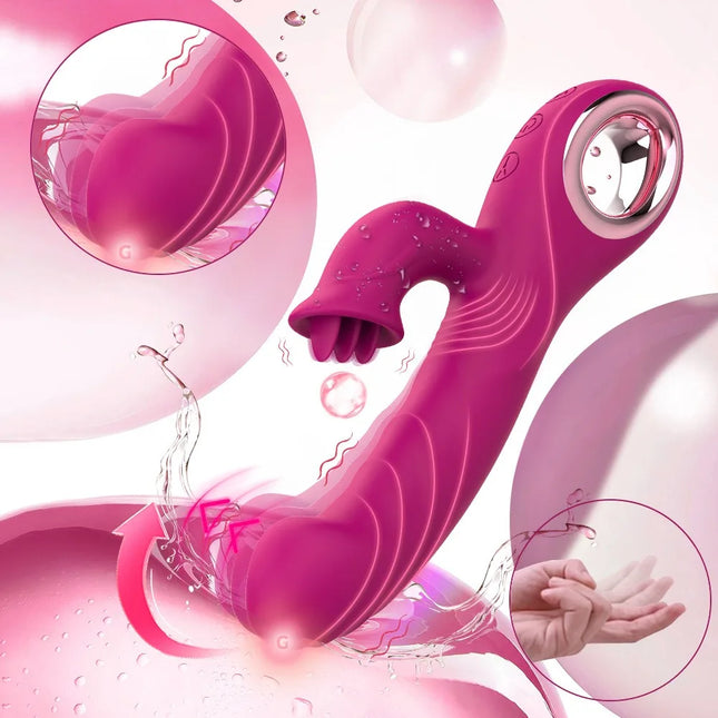 2-in-1 G-Spot Rabbit Vibrator for Women, Nipple Clitoris Stimulator Dildo Massager, Adult Masturbator, Female Sex Toy for Adults 18+