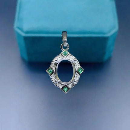 DIY Empty Pendant Holder S925 Sterling Silver Setting 7*9mm Ellipse Stone Design Fine Charm Weddings Jewelry Accessory for Woman