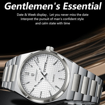 POEDAGAR Original Men's Watch Date Week Waterproof Luminous Stainless Steel Watches For Men Business Men's Quartz Wristwatch Reloj