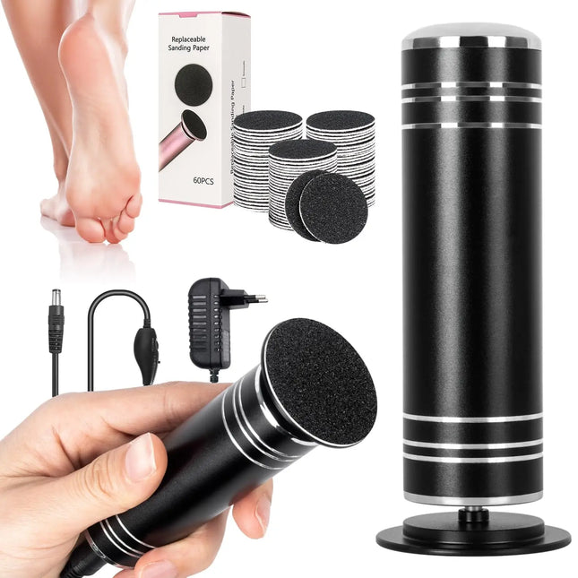 Electric foot grinder Electric callus remover Speed controller foot file pedicure tool with 60 replacement sandpaper discs for