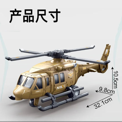 Alloy Military Helicopter Model Rotatable Propeller Simulated Aircraft Mini Aviation Vehicle Desktop Display Collection Gift