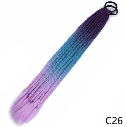 AZQUEEN Synthetic Gradient Color Dirty Braided Ponytail 60CM Elastic Rubber Band Braiding Pony Tail Hair Extensions For Girls