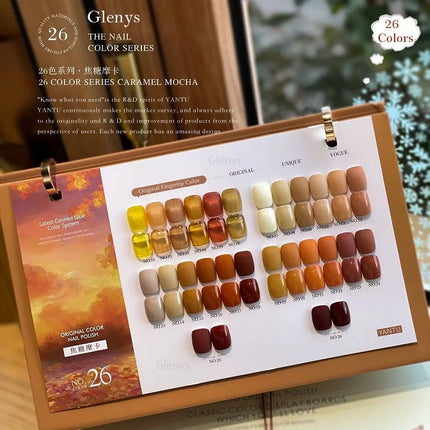 Glenys 26 Color Velvet Retro Red Solid Cream Internet Red Popular Matching Professional Painting Pen Nail Art Varnish Set