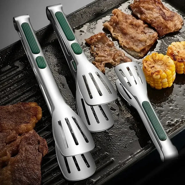 304 Stainless Steel Food Tongs Non-Slip Kitchen Clamp for Meat Salad Bread Barbecue Grill Buffet Cooking Tool Accessory