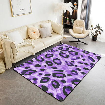 Striped Red Leopard Area Rug, Color Block Wild Animal Hide Print, Non-Slip Washable Mat for Living Room Sofa Dining Room Indoor
