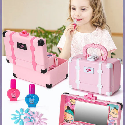 Children Makeup Cosmetics Pretend Playing Box Princess Make Up Girl Toy Play Set Lipstick Eye Shadow Safety Nontoxic Kit Toy Kid