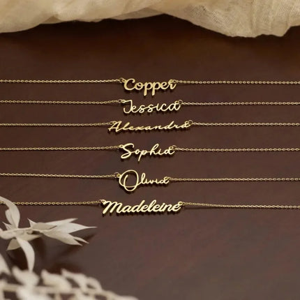Personalized Name Necklace Custom Fashion Simple Stainless Steel Letter Gold Color Choker Necklace Pendant Nameplate Gifts