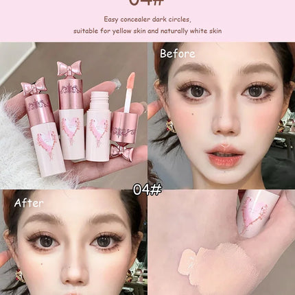 White Pink Liquid Brightening Concealer Matte Face Highlight Stick Cover Acne Spot Dark Circles Moisturizing Concealer Makeup
