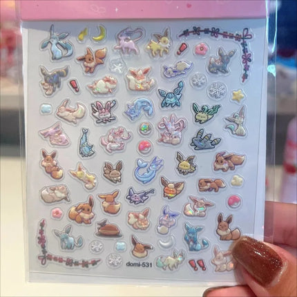 Eeveelution Nail Stickers Pokémon Anime Peripheral Cute Cartoon Creativity Exquisite Sticker New Fashion Exquisite Diy Sticker