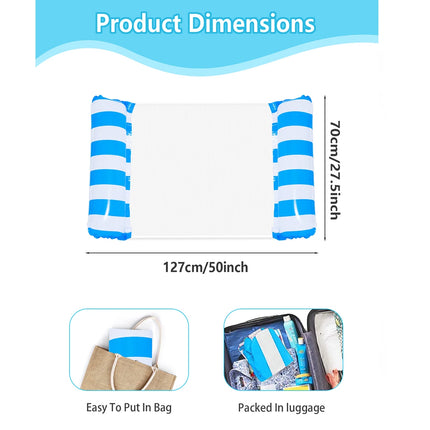 Water Hammock Foldable Lounge Chair,Suitable for Swimming Pool Parties and Beach Leisure Floating Beds with Net Backrest