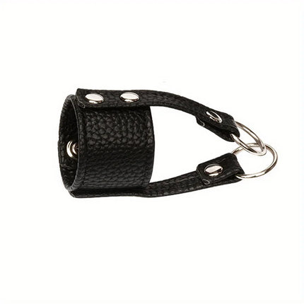 Male Leather Penis Ring Fetish Bondage Metal Chain Scrotal Cuff Traction Rope BDSM Training Penis Exercise Adult Sexual Products