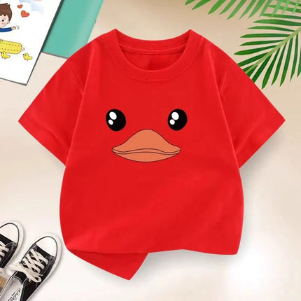 Duck Smiling Face Graphic Print Baby Girls T-shirt Cartoon Tops Tee 2026 Summer Fashion Kids T Shirt Teen 6 8 10 12 Years