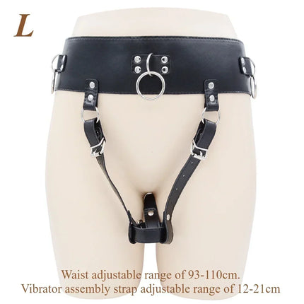 BDSM Leather AV Wand Vibrator Holder Harness Woman,Forced Orgasm Sex Suit Lingerie,Bondage Restraints,Chastity Belt,Adult Games