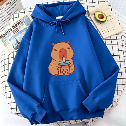 Capybara Cartoon Hoodie Graphic Printing Kawaii Sweatshirt Long Sleeve Comfortable Clothing Casual Pullovers Soft Cute