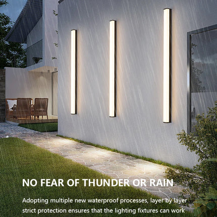 Modern Waterproof Outdoor Long Strip LED Wall Light IP65 Wrought Iron Wall Light Garden Porch Wall Light 110V 220V Lighting