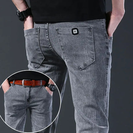 Denim Winter Velvet Thickened Slim-fitting Small Feet Elastic Casual Warm Men's Pants Cotton Trousers Jeans for Men Streetwear