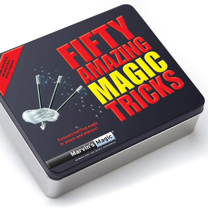 50 Amazing Magic Tricks for Kids - Gift Set Tin with Card & Coin Tricks, Mind Reading, Levitation - Ages 8+ - Easy to Learn