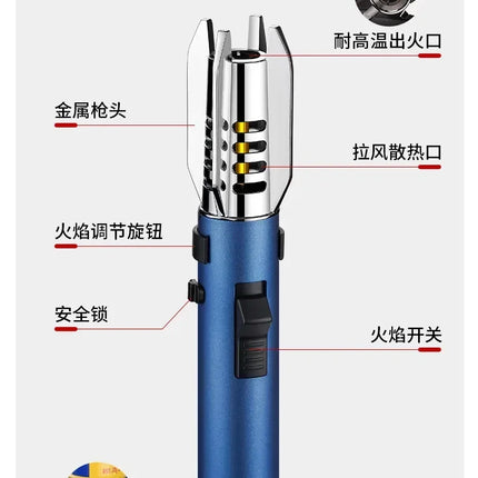 High Temperature Welding Gun Windproof Strong Red Flame Butane Gas Torch Lighter Safety Lock Fire Switch Kitchen Cigar Lighters