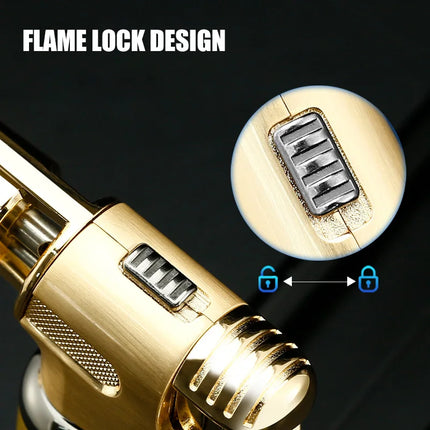 JOBON Inflatable Blue Flame Lighter Transparent Visual Large Capacity Gas Compartment Fixed Flame Lock Design Windproof