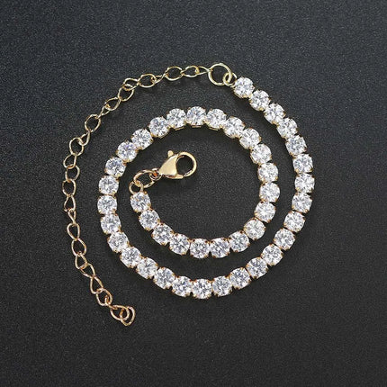 Iced Out 4MM Zircon Tennis Anklet Bracelet for Women Dazzling Bracelet on The Leg Chain Sexy Decoration on Foot Fashion Jewelry