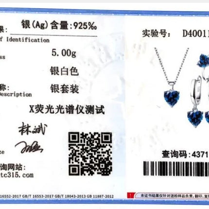 925 Sterling Silver Jewelry Sets For Women Heart Zircon Ring Earrings Necklace Wedding Bridal Elegant Christmas