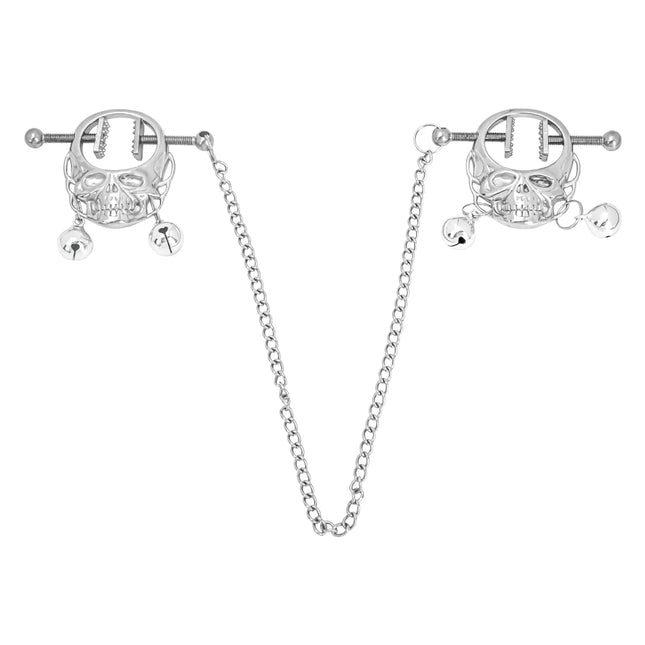 LUUK Skull Nipple Chain Clamps Clips Stainless Steel Adjustable Pressure with Chain Sex Toys for Women