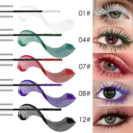 Silk Fiber Mascara Colorful Ultra-Fine Brush Lengthens Eyelashes Waterproof Lasting Fast Dry Green Pink Curling Mascara Makeup