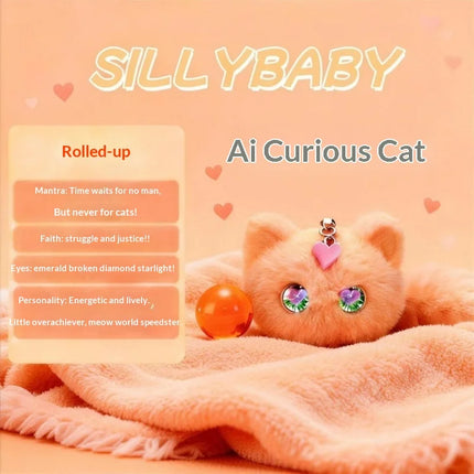 Kids AI Curious Cat Interactive Plush Toy Voice Control Electronic Pet Speech & Emotion Recognition Multi Language Stuffed Doll