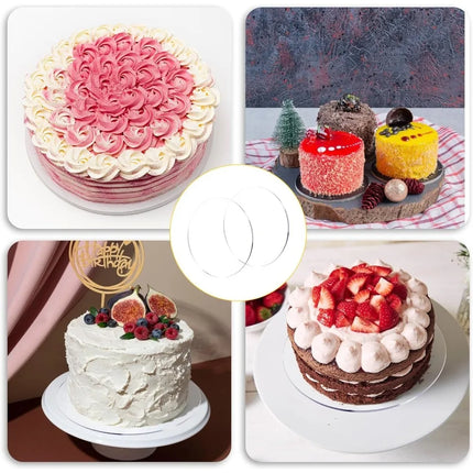 2 Pieces Acrylic Cake Pans Round Happy Birthday Cake Boards Clear Acrylic Decorations for Cake Baking DIY Desserts and Crafts