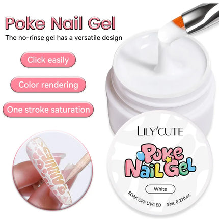 LILYCUTE 8ml 2/3/4PCS Poke Poke Gel Nail Polish Set Black White Wave Texture Nail Painting Art Gel Soak Off UV LED Varnish Kit