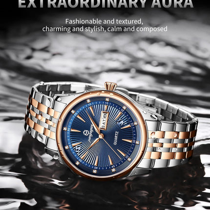 PAAZOMU Luxury Watch for Men Elegant Date Week Waterproof Luminous Men's Quartz Stainless Steel Sports Watch reloj