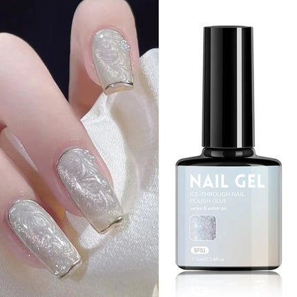 7.3ml Glitter Quick Dry Long Lasting Enamel Pearl White Nail Gel Pearl White Gel Nail Polishing NailArt Decoration for Women