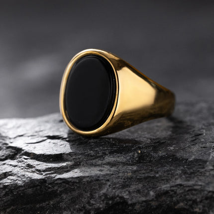 Luxurious Retro Black Agate & Tiger Eye Stone Men Women  Trendy Ring - Casual Fashion, 316L Stainless Steel Handmade Jewelry