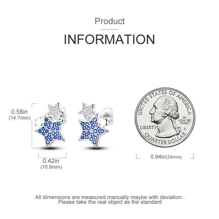 Real 925 Sterling Silver Star Earrings For Women Sparkling Zircon Ear Studs Luxury Fine Engagement Wedding Jewelry Gift For Girl