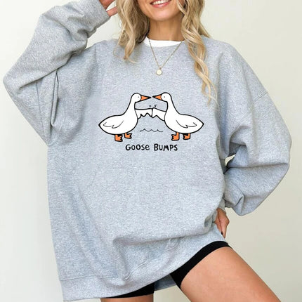 Goose Bumps Sweatshirt Funny Silly Goose Graphic Hooded Sweatshirts Harajuku Fashion Pullover Streetwear Women's Clothing