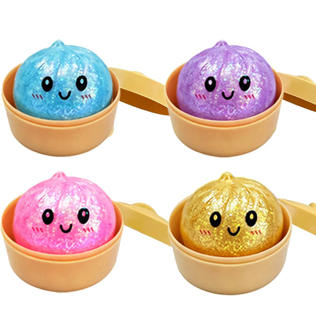 Mini 1-24pcs Glitter Dumpling Glitter Dumpling Squishy with Box Dumplings Sensory Squeeze Toy for Stress Relief