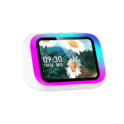 Smart Speaker Voice Assistant Home Speaker Alarm Clock with RGB Lights for Bedroom Living Room