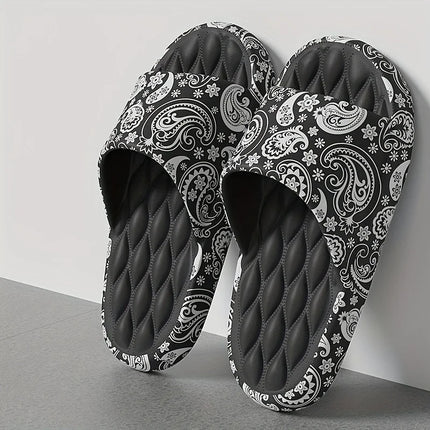 Plus Size 48-49 Graffiti Men Slippers Sole EVA Indoor Open Toe Flip Flops Beach Slides Flat Sandals Printing Cartoon Slides