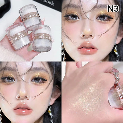 Shimmering Contour Blush Brightening Glitter Loose Powder Makeup Fairy Powder Highlighter Patting Powder Moonlight White Body