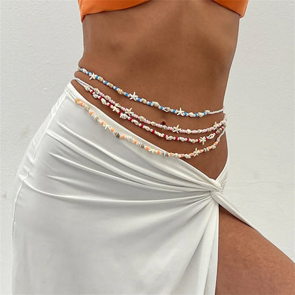 IngeSight.Z 3pcs/set Boho Starfish Conch Beads Waist Belly Chain for Women 2025 New Summer Beach Sexy Bikinis Body Jewelry Gift