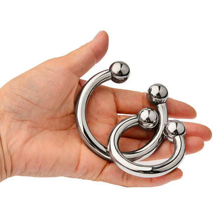 Stainless Steel Penis Sex Toys for Men Cock Ring Metal Penis Lock Bondage Head Glans With Ball Beads Delay Ejaculation Cockrings