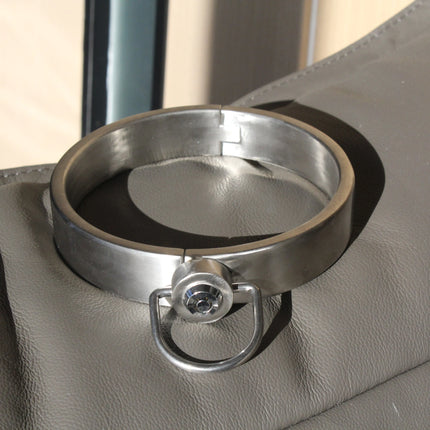 Stainless Steel Press Lock Neck Collar Handcuffs Anklecuffs Restraints Slave SM Lockable Cuff Set Sex Toys for Women Man Couples
