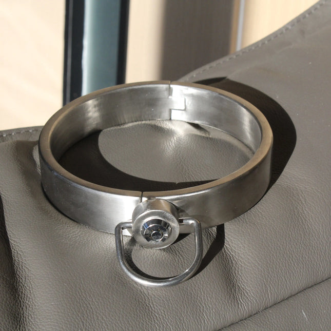 Stainless Steel Press Lock Neck Collar Handcuffs Anklecuffs Restraints Slave SM Lockable Cuff Set Sex Toys for Women Man Couples