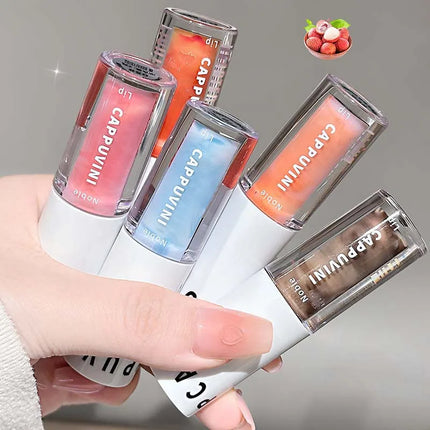 Clear Transparent Grey Purple Lip Gloss Hydrating Drying Lips Mirror Lip Glaze Tint Plumper Moisturizing Crystal Lip Oil Makeup
