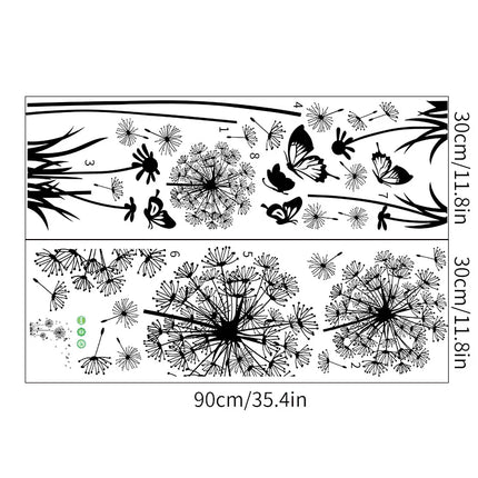 Black dandelion butterfly sticker for living room bedroom decoration self adhesive wall decor