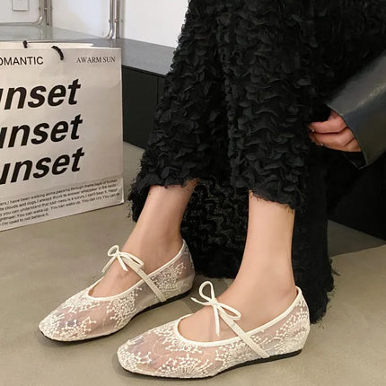 2026 Spring Lace Women Mary Jane Shoes Fashion Slip On Comfort Street Style Soft Sole Female Internal Elevation Dress Shoes
