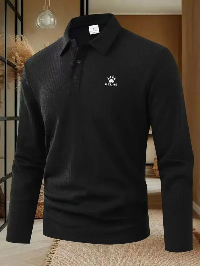 Fashion brand polo shirt long sleeved bear paw embroidered T-shirt Spring and Autumn new casual comfortable breathable men's top