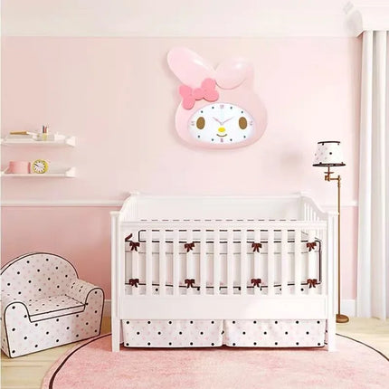 My melody Sanrio animation peripheral cartoon cute kawaii children's bedroom wall clock creative silent sweep second clock