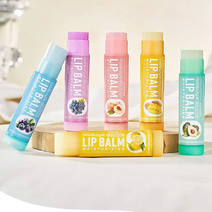 6PCs Natural Fresh Fruit Lip Balm Set Winter Moisturizing Lip Oil Long-Lasting Glossy Nourishing Lipstick Dry Lip Care Makeup