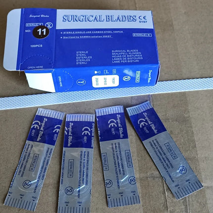 Sterile Surgical Scalpel Blades Individually Packaged, Carbon Steel 11 Extra Point & 23 Stainless Steel, Full Range of Sizes